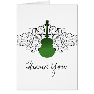 Green Swirls Guitar Thank You Card