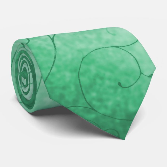 Green Swirls Neck Tie (Rolled)