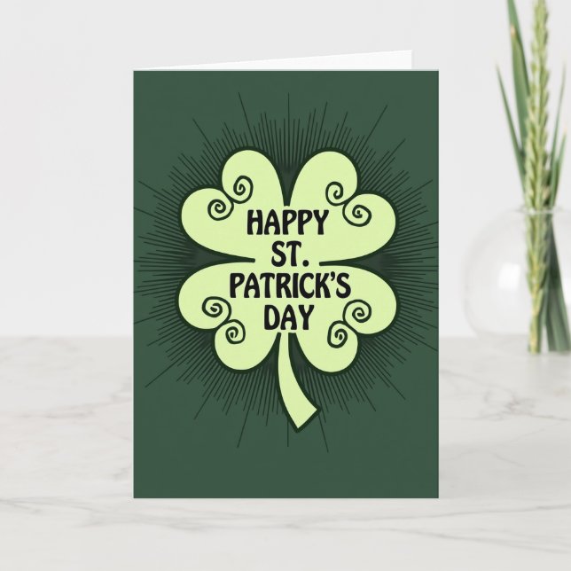 Green Swirls Shamrock Card (Front)