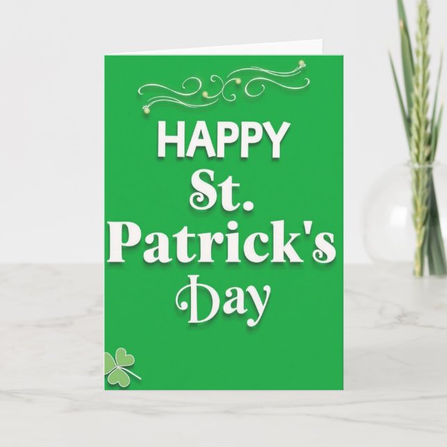 Green Swirls St Patricks Day Card (Front)