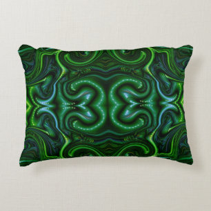 Green Swirly Spotted Abstract Fine Art Accent Pillow