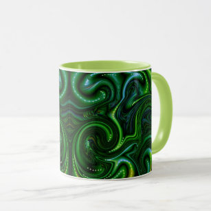 Green Swirly Spotted Abstract Fine Art Mug