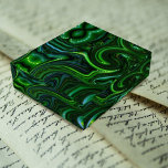 Green Swirly Spotted Abstract Fine Art Paperweight<br><div class="desc">A pretty fine art abstract design in deep vivid shades of green with lots of swirly swirls and cute little white dots. This piece has the look of art glass. #emerald #office</div>