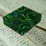 Green Swirly Spotted Abstract Fine Art Paperweight