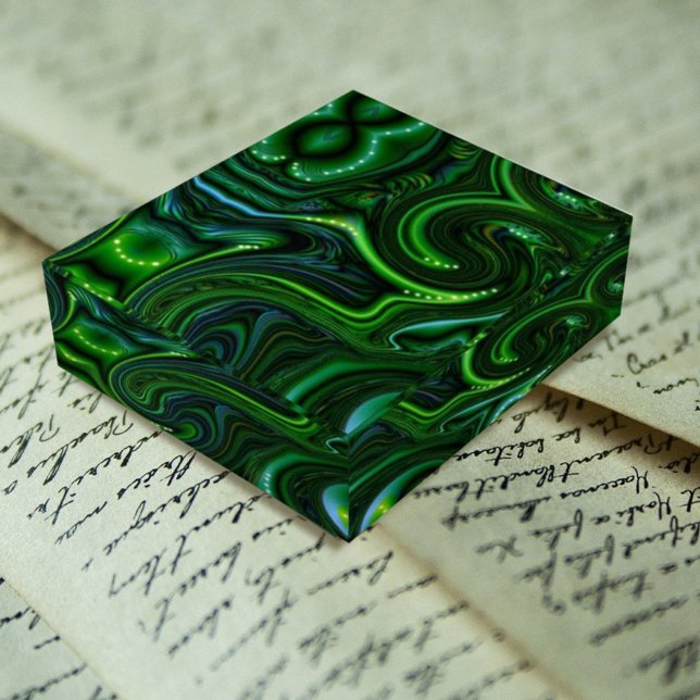 Green Swirly Spotted Abstract Fine Art Paperweight (Creator Uploaded)