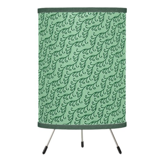 Green Swirly Vine Tripod Lamp (Front)