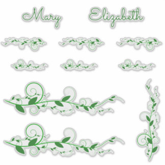 Green Swirly Vines and Name Stickers