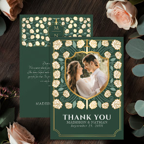 Green Sword & Shield Medieval Fantasy Wedding Thank You Card