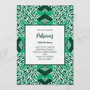 Green Symmetric Pattern Birthday Invitation