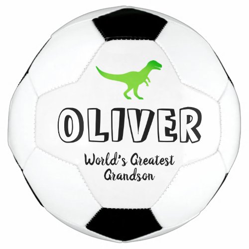 Green T_rex dinosaur custom name kids sports gift Soccer Ball