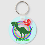 Green T-rex Dinosaur Keychain With Name at Zazzle