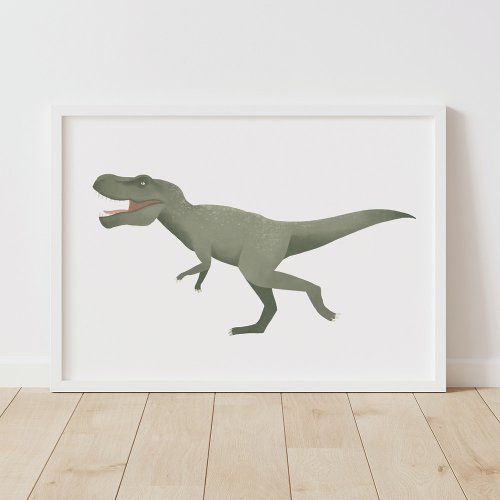 Green T Rex Dinosaur Kids Room Poster