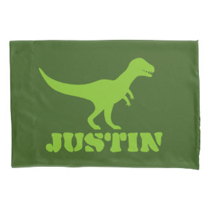 Green T-rex dinosaur pillowcase sleeve for kid's