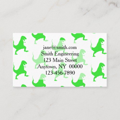 Green t_rex pattern business card