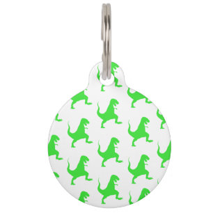 Green t-rex pattern pet ID tag