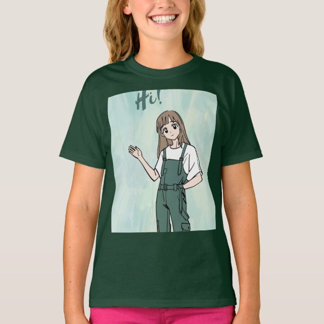 green t-shirt with cute design (Front)
