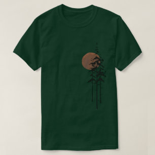 Green T-Shirt with Moon and Forest Design