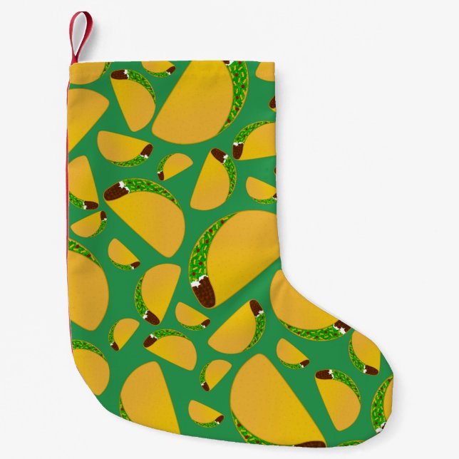 Green tacos small christmas stocking (Front)