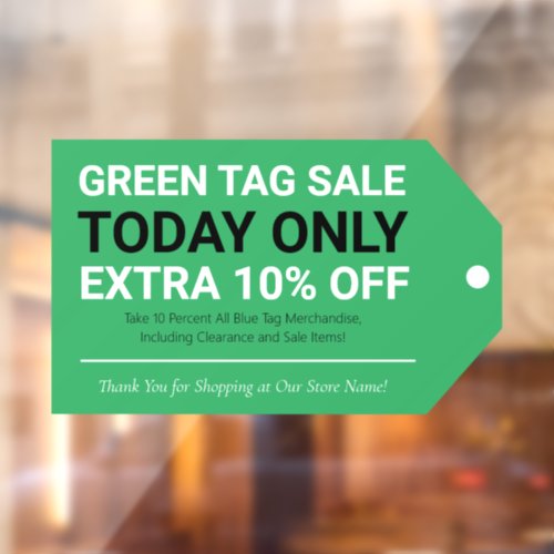 Green Tag Clearance Sale Window Cling