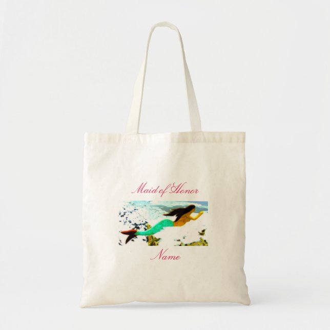 Green-tail mermaid maid of honor tote bag (Front)