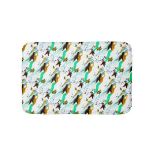 green-tail  mermaids ascending bath mat