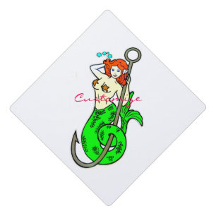 Green-tailed redhead mermaids Thunder_Cove Graduation Cap Topper