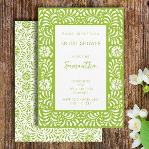 GREEN TALAVERA BRIDAL SHOWER INVITATION