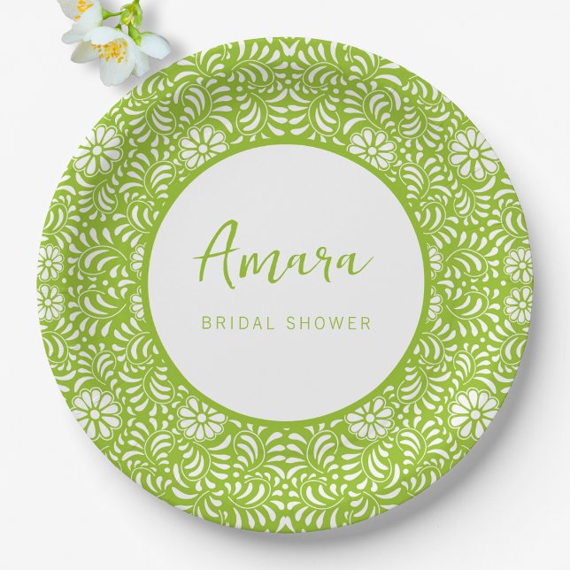 GREEN TALAVERA BRIDAL SHOWER PAPER PLATES (Creator Uploaded)