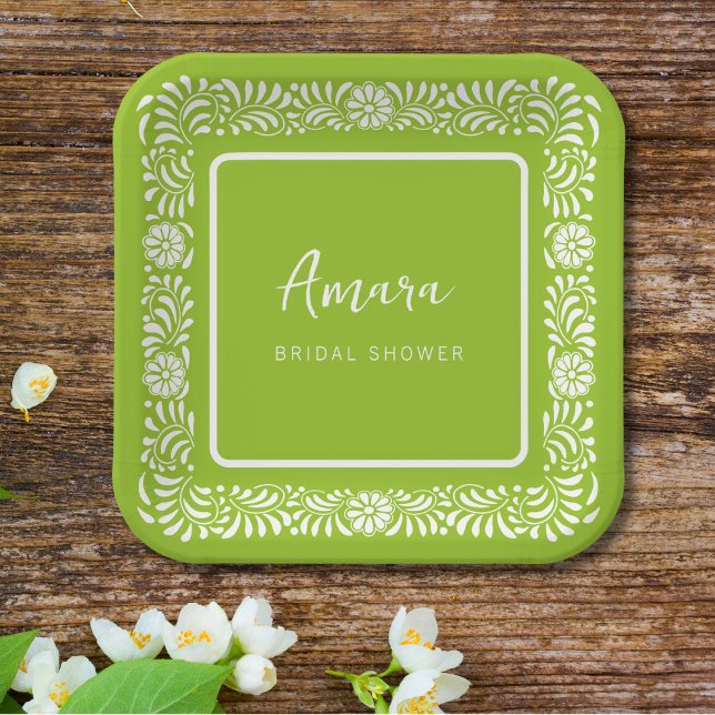 GREEN TALAVERA BRIDAL SHOWER PAPER PLATES (Creator Uploaded)