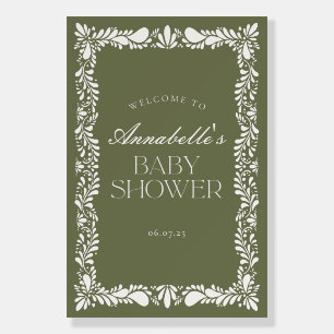 Green Talavera Fiesta Baby Shower Welcome Sign