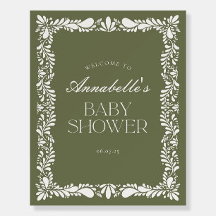 Green Talavera Fiesta Baby Shower Welcome Sign
