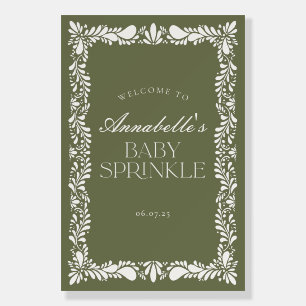 Green Talavera Tile Baby Sprinkle Welcome Sign