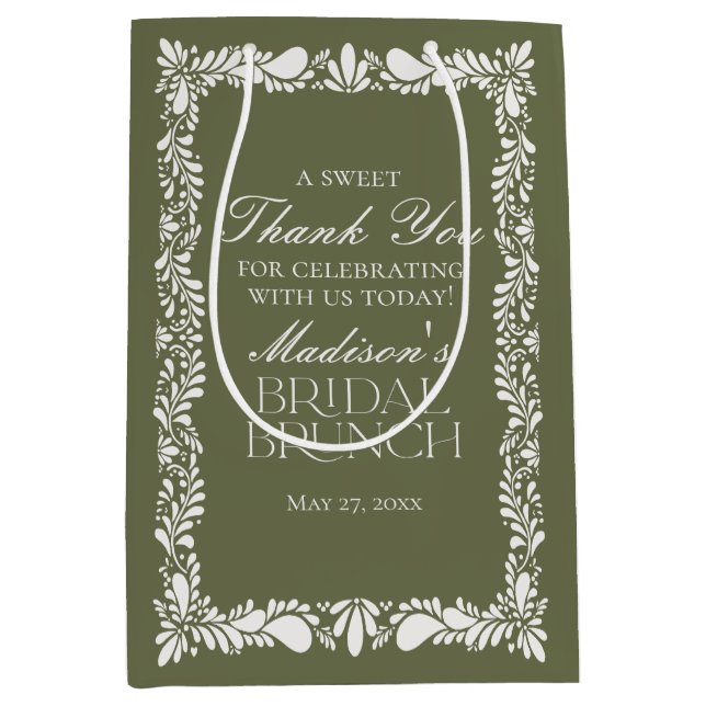 Green Talavera Tile Fiesta Bridal Brunch Favors Medium Gift Bag (Front)