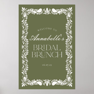 Green Talavera Tile Fiesta Bridal Brunch Welcome Poster