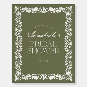 Green Talavera Tile Fiesta Bridal Shower Welcome Foam Board