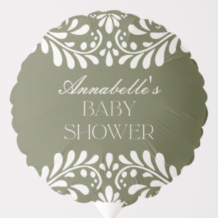 Green Talavera Tile Spanish Fiesta Baby Shower Balloon