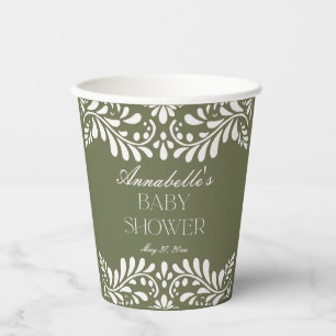 Green Talavera Tile Spanish Fiesta Baby Shower Paper Cups