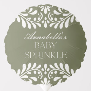 Green Talavera Tile Spanish Fiesta Baby Sprinkle Balloon