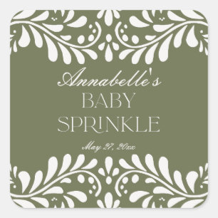 Green Talavera Tile Spanish Fiesta Baby Sprinkle Square Sticker