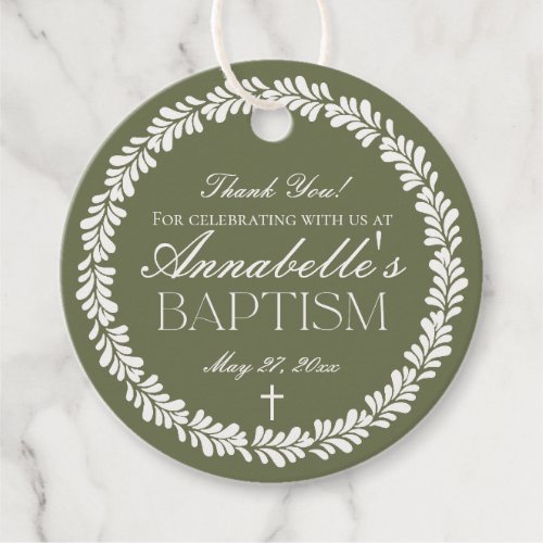 Green Talavera Tile Spanish Fiesta Baptism Circle Favor Tags