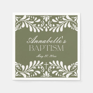 Green Talavera Tile Spanish Fiesta Baptism Napkins
