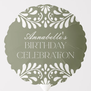 Green Talavera Tile Spanish Fiesta Birthday Party Balloon