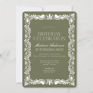 Green Talavera Tile Spanish Fiesta Birthday Party Invitation