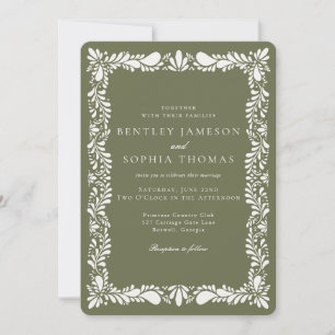 Green Talavera Tile Spanish Fiesta Wedding Invitation