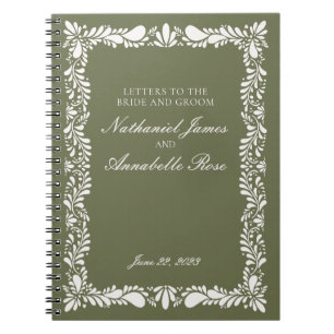 Green Talavera Tile Wedding Letters Bride & Groom Notebook