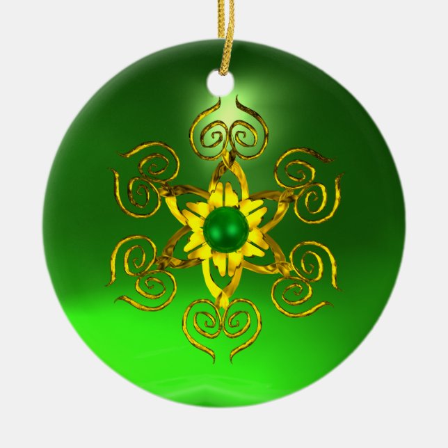 GREEN TALISMAN EMERALD CERAMIC ORNAMENT (Front)