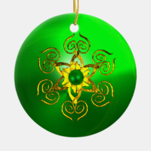 GREEN TALISMAN EMERALD CERAMIC ORNAMENT