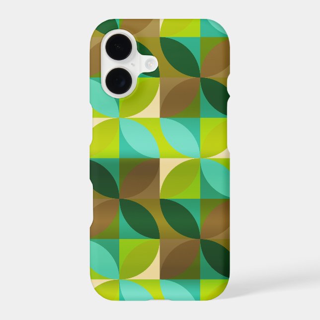Green Tan and Brown Leaf Modern Pattern Iphone Case (Back)