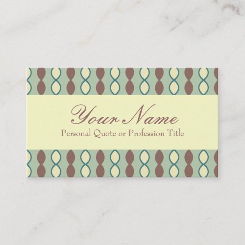 Green Tan and Brown Retro 70's Pattern Business Cards