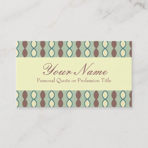 Customizable Green Tan and Brown Retro 70's Pattern Business Cards